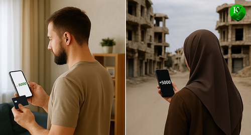 Перевод денег. Иллюстрация создана «Кавказским узлом» с помощью ИИ в программе Copilot