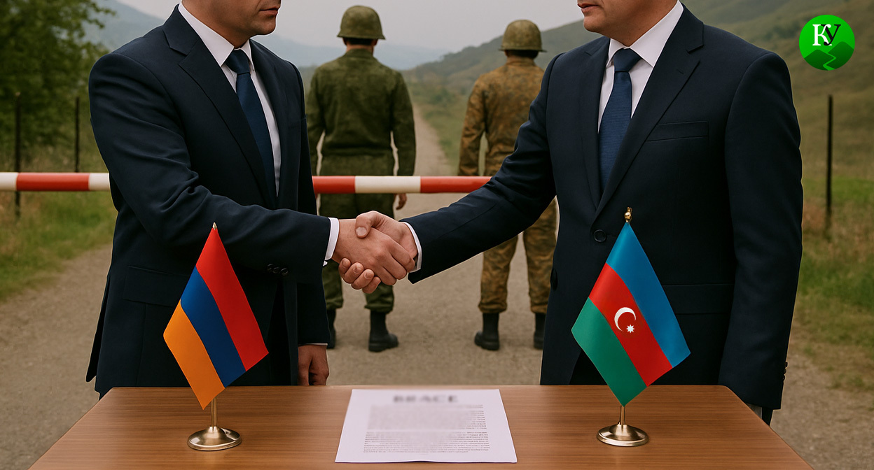 Граница и переговоры. Иллюстрация создана «Кавказским узлом» с помощью ИИ в программе Copilot