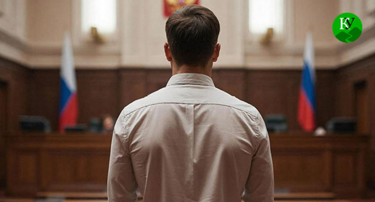 Мужчина в зале суда. Иллюстрация создана "Кавказским узлом" при помощи ИИ в программе Copilot