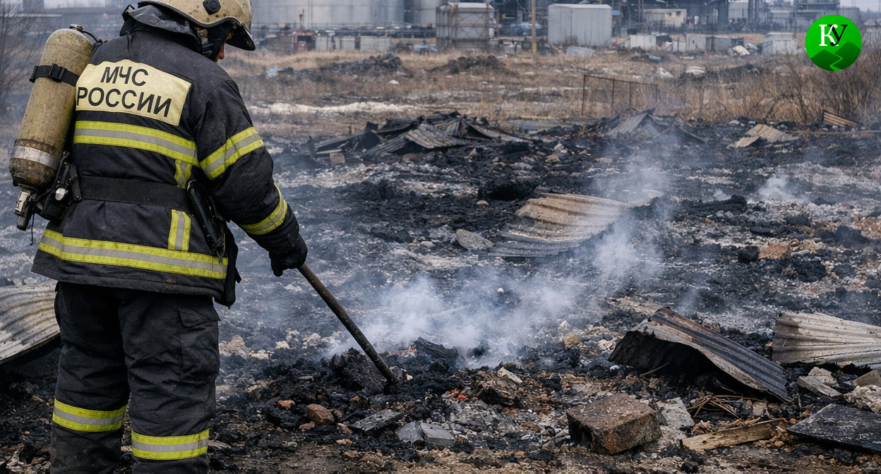 Последствия пожара. Иллюстрация создана «Кавказским узлом» с помощью ИИ в программе Copilot Последствия пожара. Иллюстрация создана «Кавказским узлом» с помощью ИИ в программе Copilot