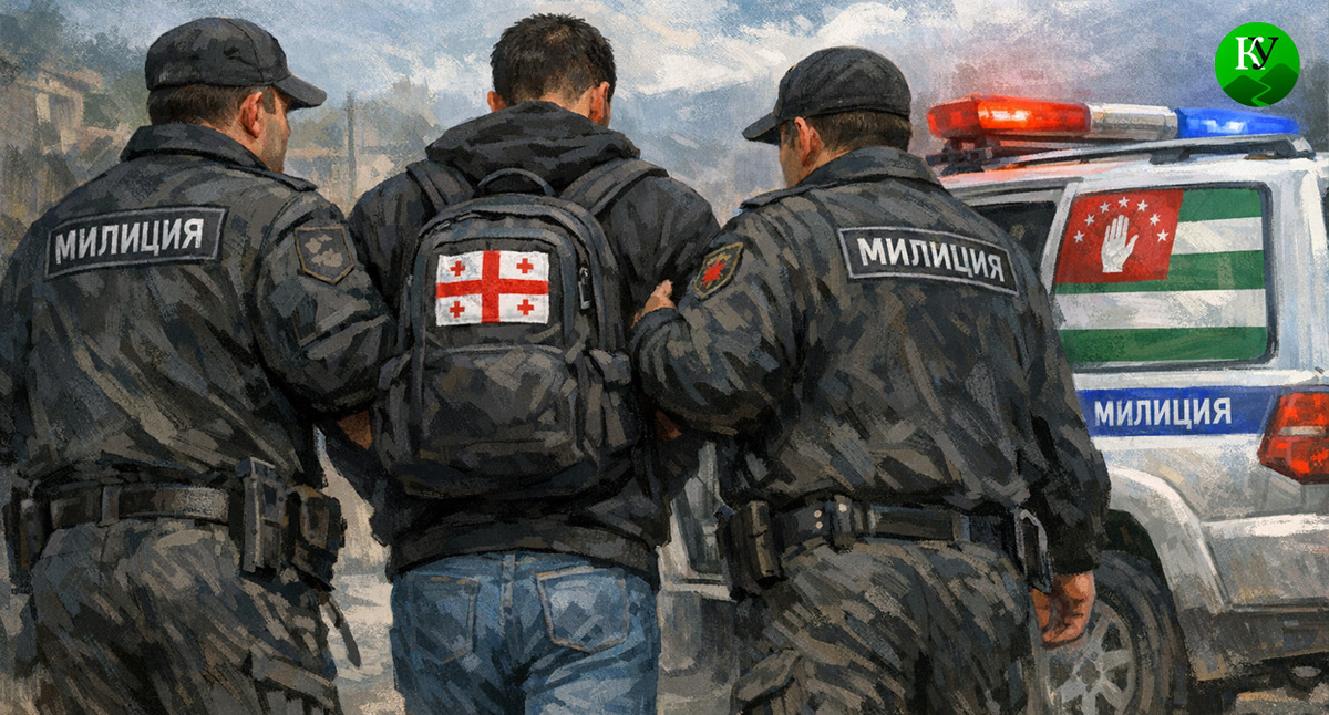 Задержание гражданина Грузии. Иллюстрация создана «Кавказским узлом» с помощью ИИ в программе Copilotо