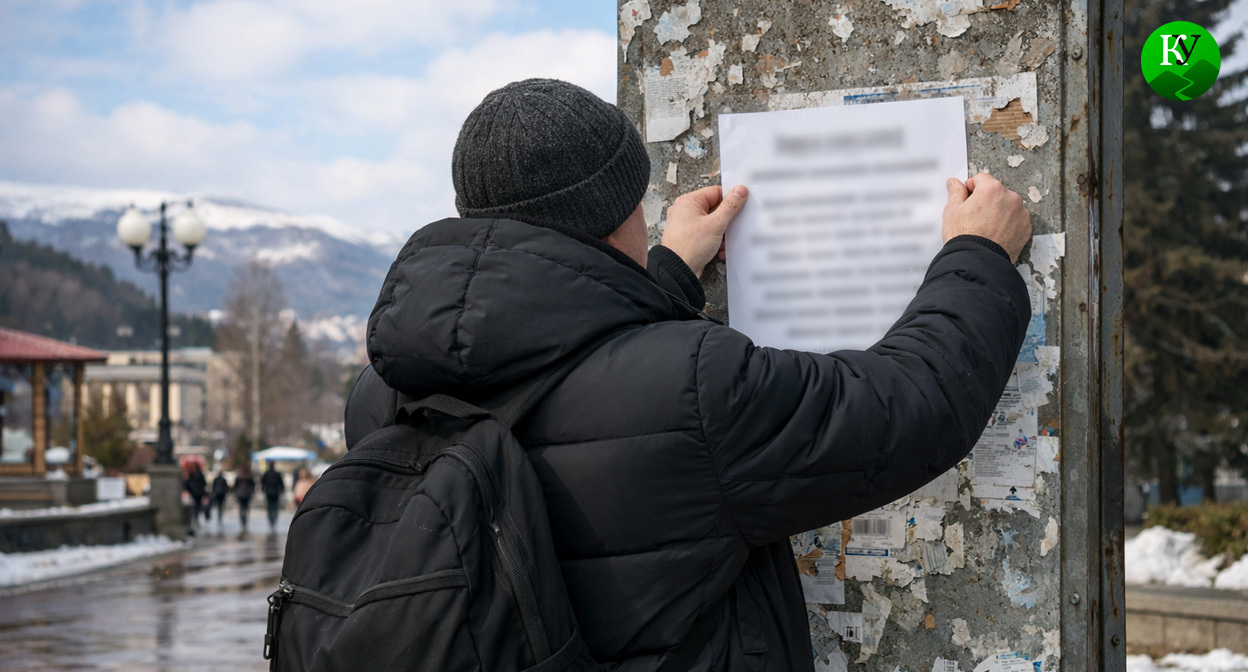 Расклейка листовок. Иллюстрация создана «Кавказским узлом» с помощью ИИ в программе Copilot