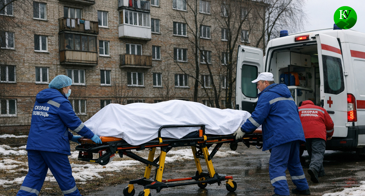 Скорая и погибший. Иллюстрация создана «Кавказским узлом» с помощью ИИ в программе Copilot