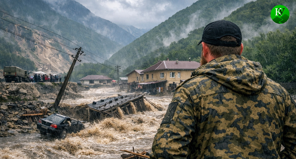 Потоп в Чечне. Иллюстрация создана «Кавказским узлом» с помощью ИИ в программе Copilot Потоп в Чечне. Иллюстрация создана «Кавказским узлом» с помощью ИИ в программе Copilot