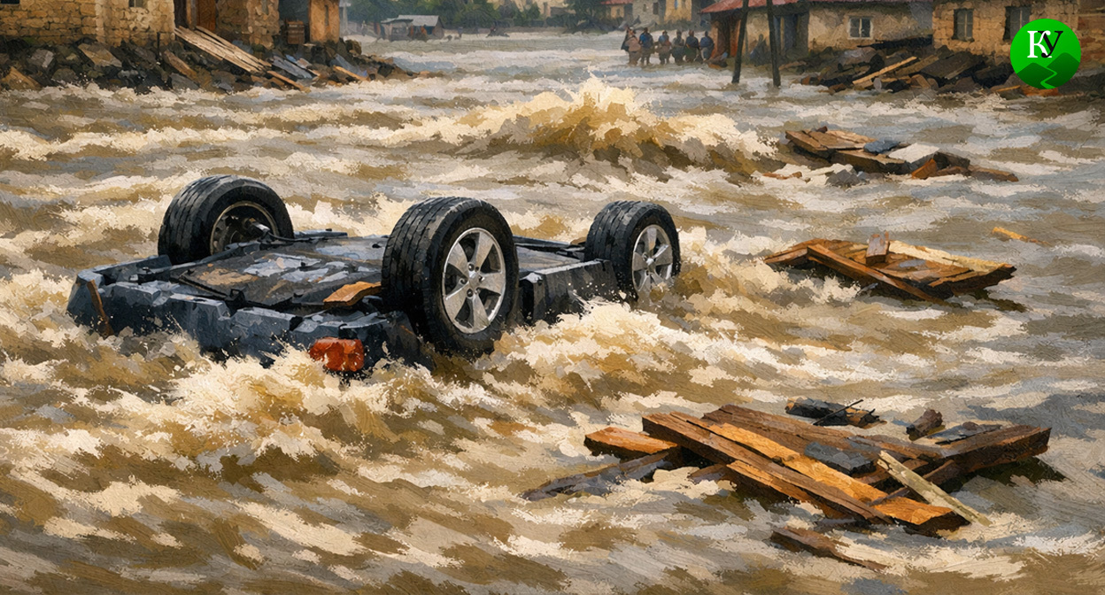 Машина в потоке воды. Иллюстрация создана «Кавказским узлом» с помощью ИИ в программе Copilot Машина в потоке воды. Иллюстрация создана «Кавказским узлом» с помощью ИИ в программе Copilot