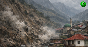 Оползень в селе. Иллюстрация создана «Кавказским узлом» с помощью ИИ в программе Copilot