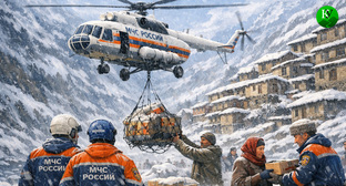 Спасатели доставляют помощь. Иллюстрация создана «Кавказским узлом» с помощью ИИ в программе Copilot