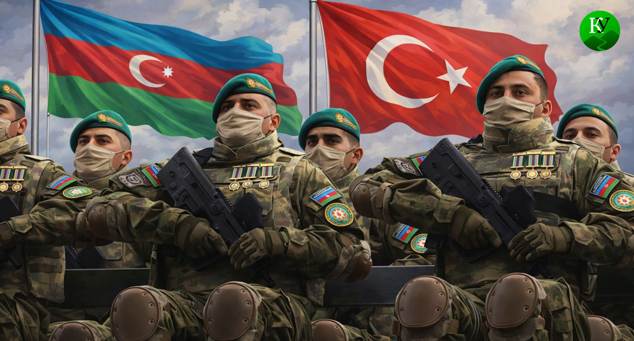 Военные из Азербайджана. Иллюстрация создана «Кавказским узлом» с помощью ИИ в программе Copilot