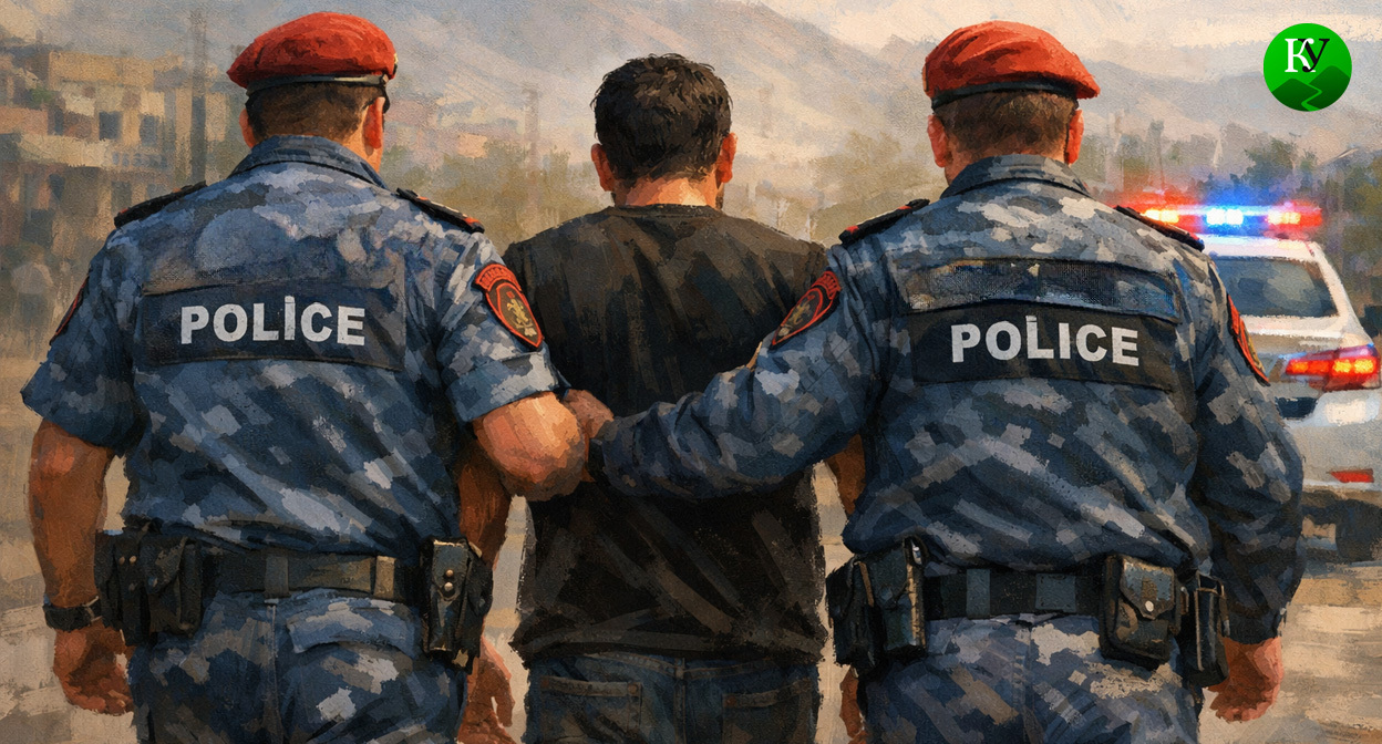 Задержание мужчины. Иллюстрация создана «Кавказским узлом» с помощью ИИ в программе Copilot