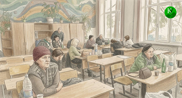 Эвакуированные жители Туапсе. Иллюстрация создана "Кавказским узлом" при помощи ИИ в программе Copilot