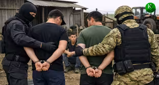 Задержание подозреваемых в использовании рабского труда. Иллюстрация создана «Кавказским узлом» с помощью ИИ в программе Copilot