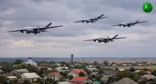 БПЛА над селом. Иллюстрация создана «Кавказским узлом» с помощью ИИ в программе Copilot