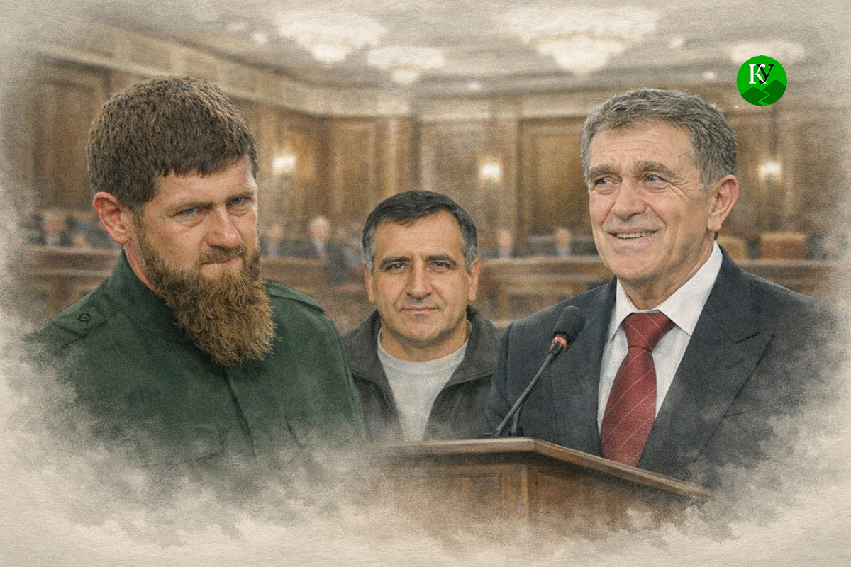 Рамзан Кадыров, Ахмедпаша Умаханов, Ахмат Салпагаров. Иллюстрация создана "Кавказским узлом" при помощи ИИ в программе Copilot