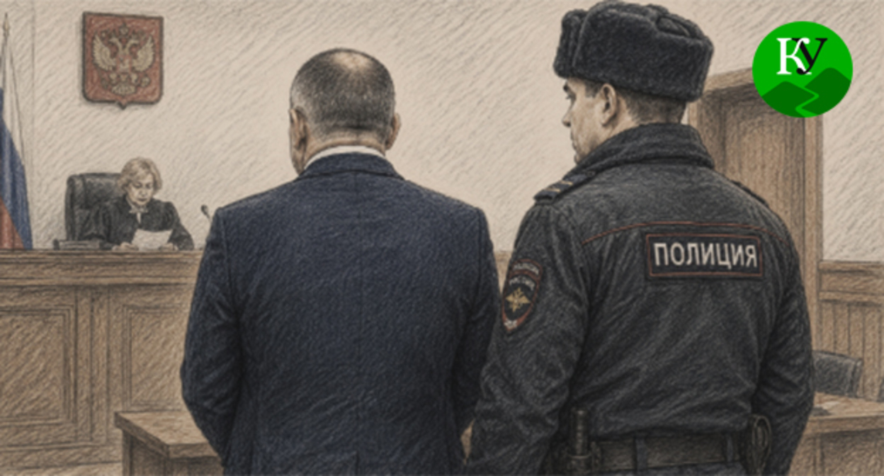 Мужчина в зале суда. Иллюстрация создана "Кавказским узлом" при помощи ИИ в программе Copilot