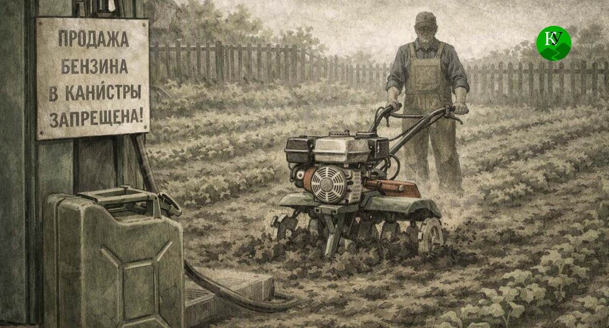 Дачник пашет огород. Коллаж создан "Кавказским узлом" при помощи ИИ в программе Copilot