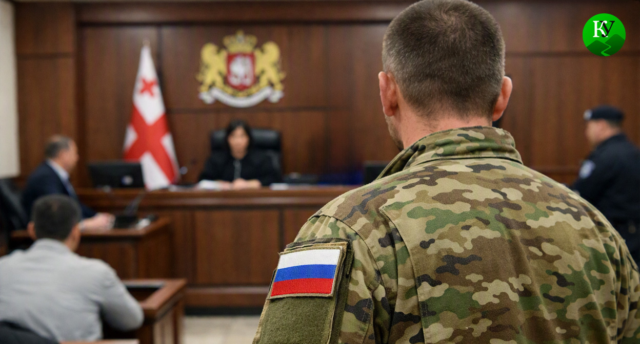 Российский дезертир в суде в Грузии. Иллюстрация создана «Кавказским узлом» с помощью ИИ в программе Copilot