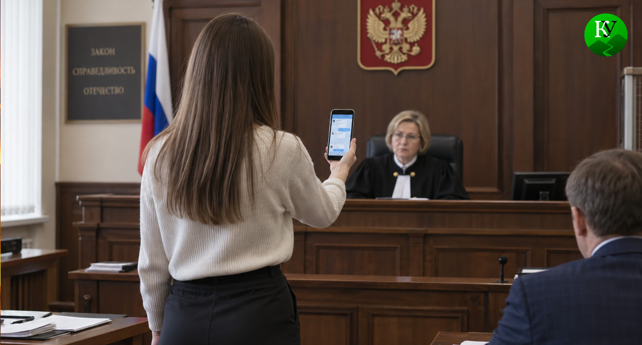 Девушка в суде. Иллюстрация создана «Кавказским узлом» с помощью ИИ в программе Copilot
