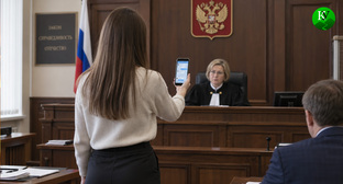 Девушка в суде. Иллюстрация создана «Кавказским узлом» с помощью ИИ в программе Copilot
