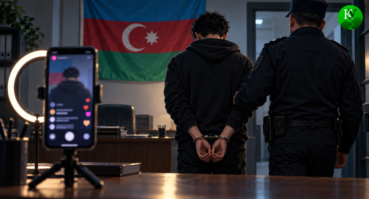 Задержание блогера. Иллюстрация создана «Кавказским узлом» с помощью ИИ в программе Copilot