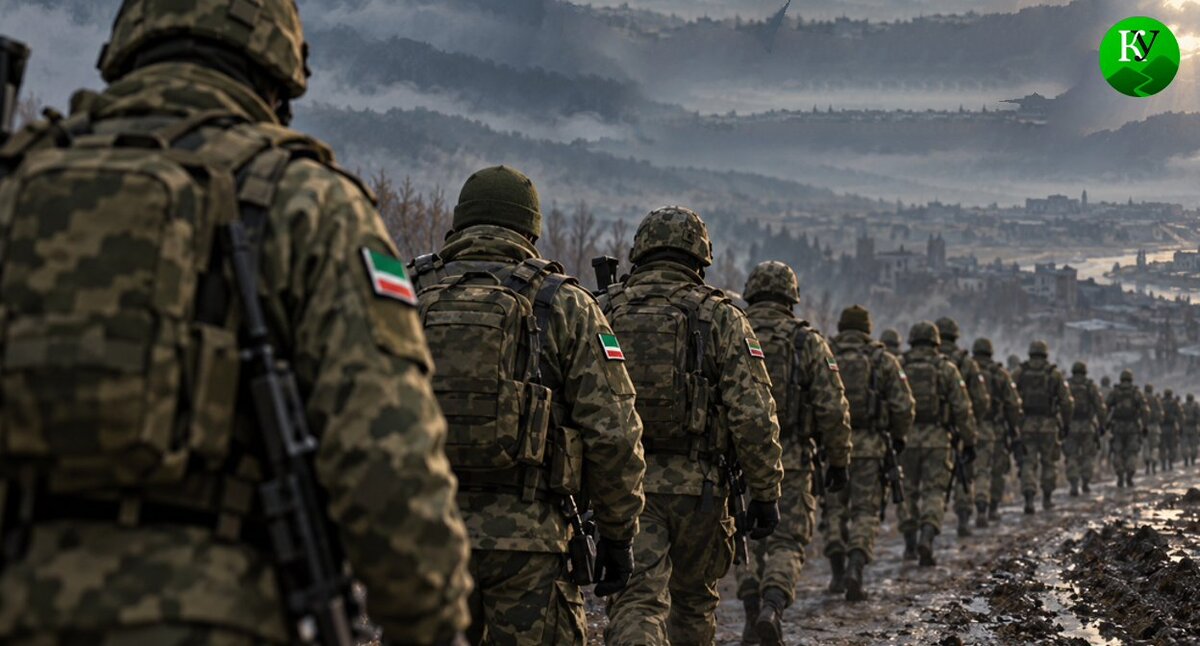Военные из Чечни. Иллюстрация создана «Кавказским узлом» с помощью ИИ в программе Copilot Военные из Чечни. Иллюстрация создана «Кавказским узлом» с помощью ИИ в программе Copilot