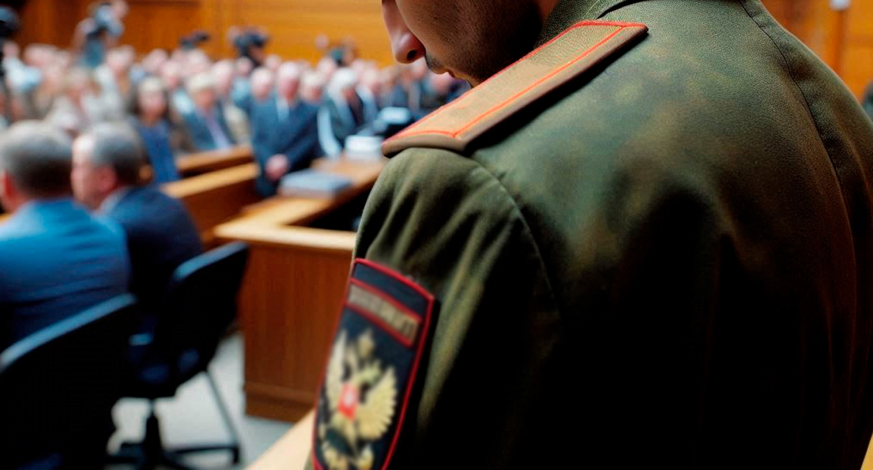Военный в суде. Иллюстрация создана «Кавказским узлом» с помощью ИИ в программе Copilot Военный в суде. Иллюстрация создана «Кавказским узлом» с помощью ИИ в программе Copilot