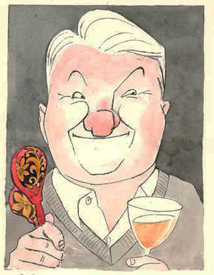 С этикетки бутылки на него с улыбкой смотрел Ельцин.